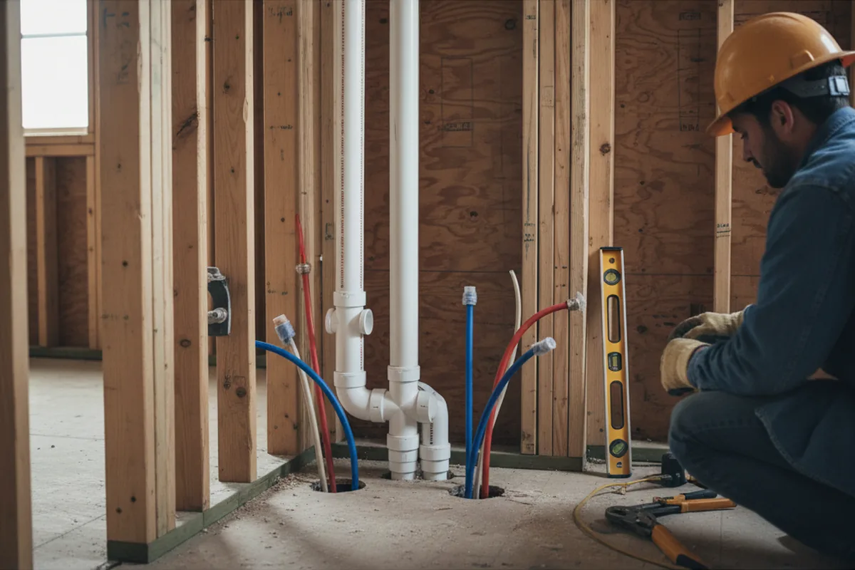 Drain and supply rough-in during Leak Detection in Berkeley
